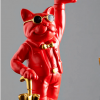 Deko Hund Bulldog rot Tablett Skulptur mit Dekoration 8