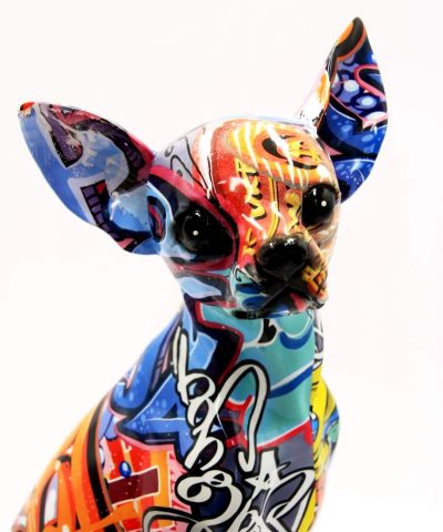 Deko Hund Chihuahua Bunt Skulptur Kopf
