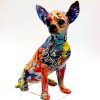 Deko Hund Chihuahua Bunt Skulptur von vorne 3