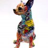 Deko Hund Chihuahua Bunt Skulptur leichte Seitenansicht 4
