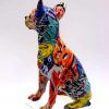 Deko Hund Chihuahua Bunt Skulptur von hinten seitlich 5