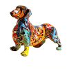 Deko Hund Dackel Bunt Skulptur Hauptansicht 1