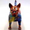 Deko Hund Terrier Bunt Skulptur Kopf Frontal 10