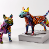 Deko Hund Terrier Bunt Skulptur dekoriert 8