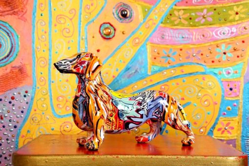 Deko Hunde Graffiti Bunt Skulptur