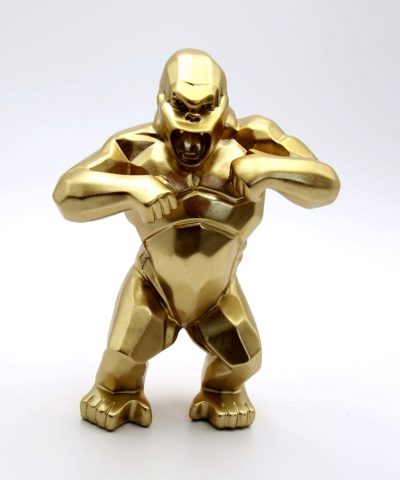 Deko Skulptur Gorilla Gold Stehend