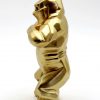 Deko Skulptur Gorilla Gold Seitenansicht 7