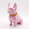Deko Skulptur Hund Bulldog rosa sitzend Skulptur 1a