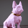 Deko Skulptur Hund Bulldog rosa sitzend Skulptur Seite2
