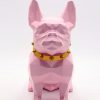 Deko Skulptur Hund Bulldog rosa sitzend Skulptur Frontansicht 5