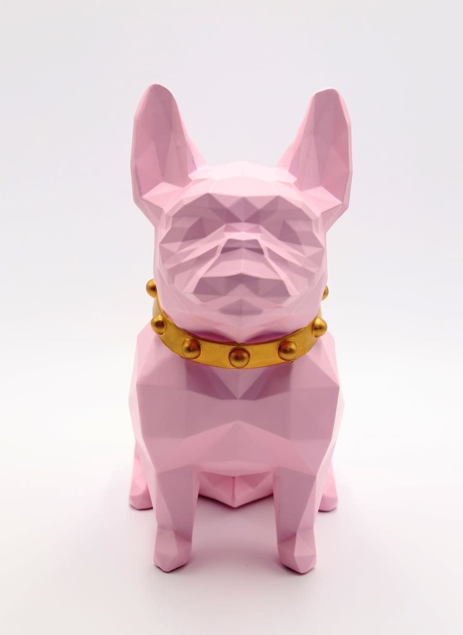 Deko Skulptur Hund Bulldog Rosa Sitzend - Bohemian Rebel
