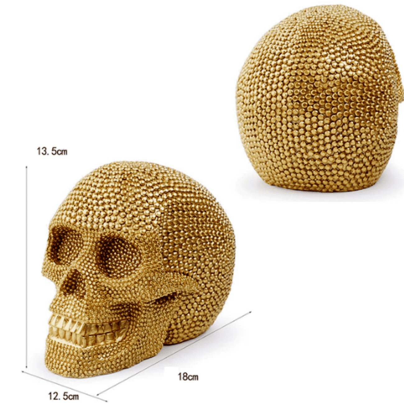 Design Wandskulptur Totenkopf Deko Figur 40cm gold - DuNord Design