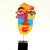 Deko Standfigur Maske farbig Skulptur Haupt 1a