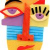 Deko Standfigur Maske Bunt Skulptur Frontalansicht 1d