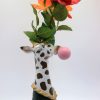Deko Vase Giraffe Bubble Gum Blumen dekoriert 4