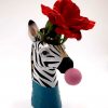Deko Vase Zebra Bubble Gum mit Rose 3