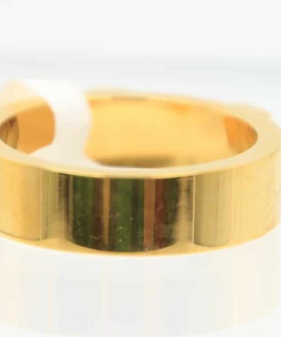 Eleganter Ring goldfarben Edelstahl grün in der Rückansicht