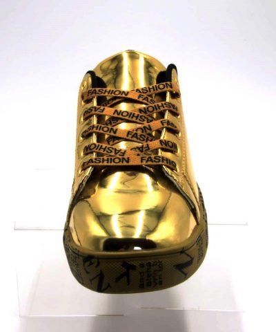 Schuhe Sneaker Gold Schrift Frontal 1