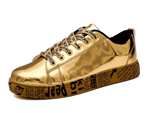 Schuhe Sneaker Gold Schrift Seitlich 2