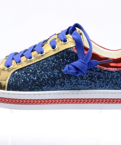 Schuhe Sneaker mit blauen Glitzer seitlich 1-2