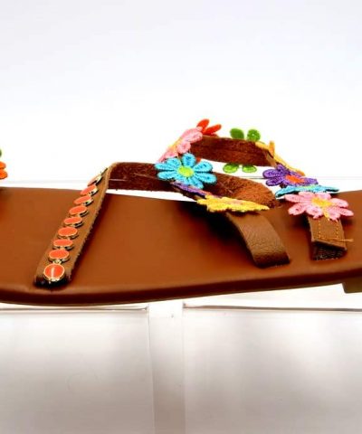 Schuhe Zehen Sandalen Boho Blumen Seitenansicht 3