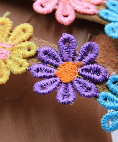 Schuhe Zehen Sandalen Boho Blumen Applikation 4