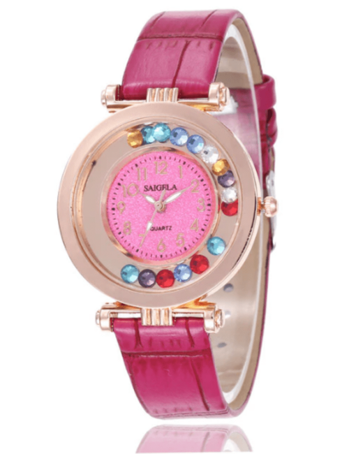 Uhren Damen pink Strass mit Kugeln Haupt 1