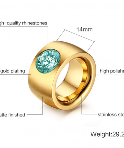 Ring Edelstahl grün breit Abmessungen 3