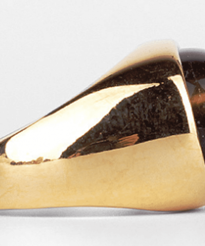 Ring goldfarben aus Edelstahl in braun Seitenansicht 3