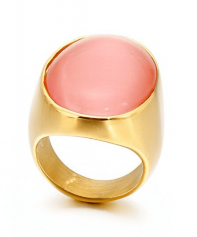 Ring goldfarben aus Edelstahl rose Stein 1
