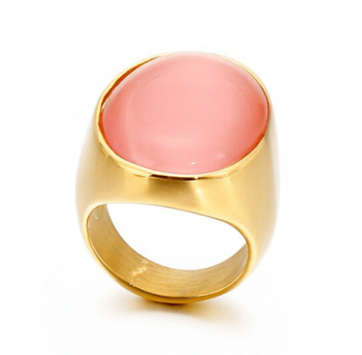 Ring goldfarben aus Edelstahl rose Stein 1