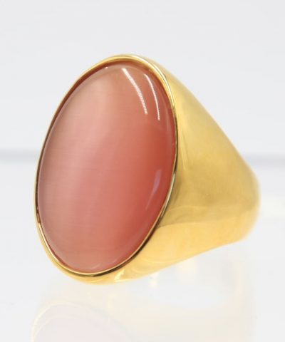 Ring goldfarben aus Edelstahl rose Stein Vorderansicht 2