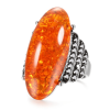 Ring silberfarben mit orangefarbenen ovalen Stein 1