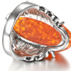 Ring silberfarben mit orangefarbenen ovalen Stein Rückansicht 2