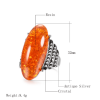Ring silberfarben mit orangefarbenen ovalen Stein Abmessungen 3