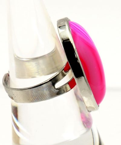 Ring in silberfarben mit pink Stein 4