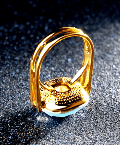 Ring goldfarben hellblau Rückansicht 3