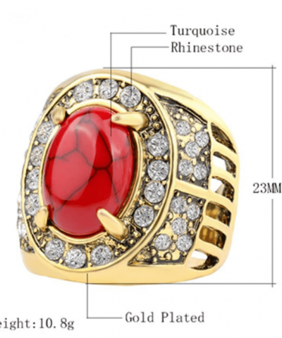 Ring goldfarben rot Strass Größenangaben 2