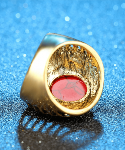 Ring goldfarben rot Strass Rückansicht 4