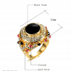 Ring goldfarben schwarzer Stein mit Strass Größenangaben 2