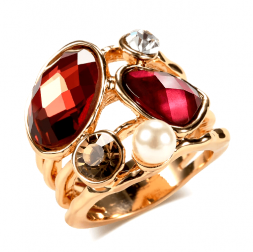 Ring in goldfarben mit bunten Glassteinen 4