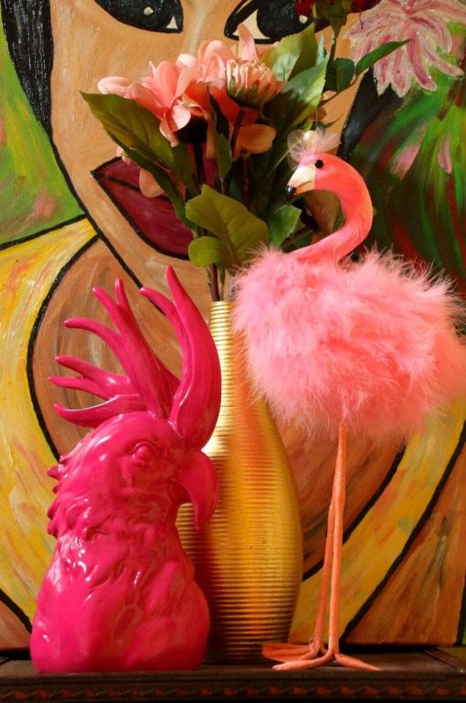 Deko Kakadu Pink dekoriert mit Flamingo.