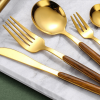 Geschirr Besteck Set braun gold 1-von oben