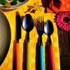Geschirr Besteck Set bunt silber 6