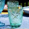 Geschirr Glas Wasserglas Maritim blau 1 Seestern türkis auf Wasserglas