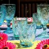Geschirr Glas Wasserglas Maritim blau 7 türkise Gläser