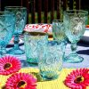 Geschirr Glas Wasserglas Maritim blau 8 auf Tisch