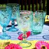Geschirr Glas Weinglas Maritim blau 13 Weinkelche auf Tisch