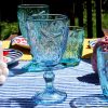 Geschirr Glas Weinglas Maritim blau 4 Seepferd und Seestern dekoriert