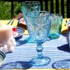 Geschirr Glas Weinglas Maritim blau 5 türkis mit Seestern dekoriert